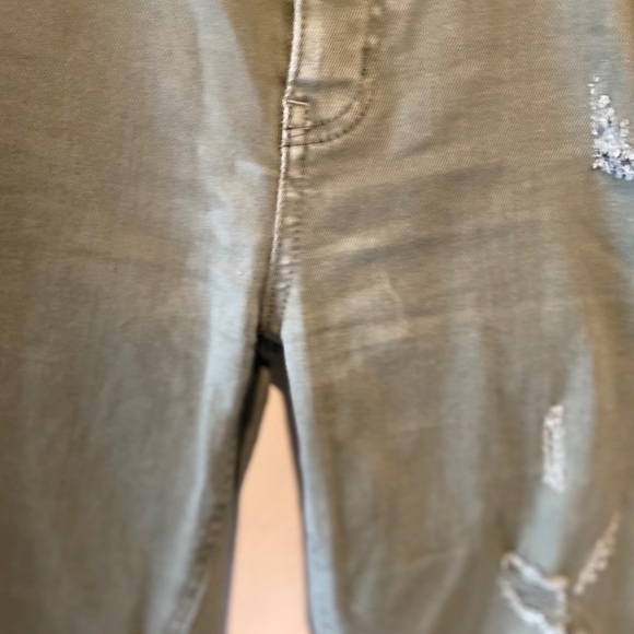 Free People Olive Green ankle crop fringe jeans 28 - Picture 8 of 8